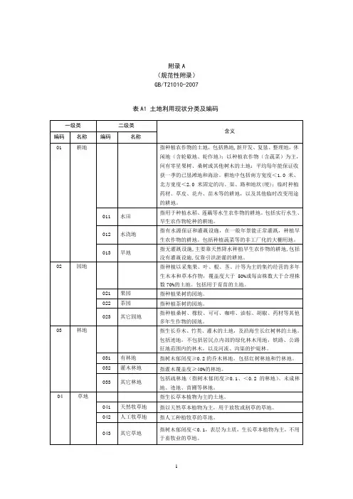 全国土地用途分类表