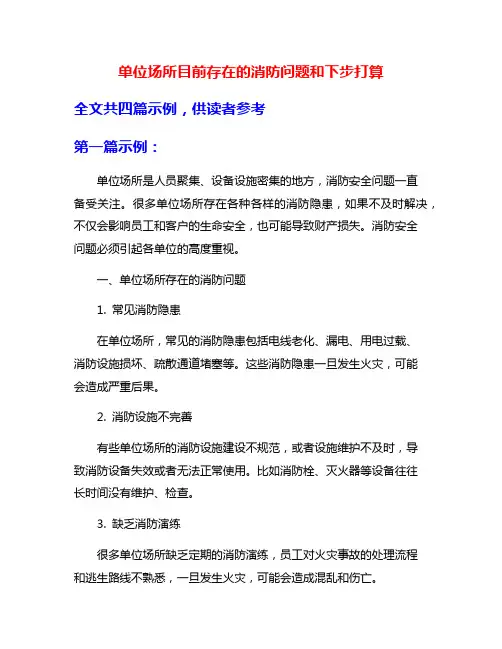 单位场所目前存在的消防问题和下步打算
