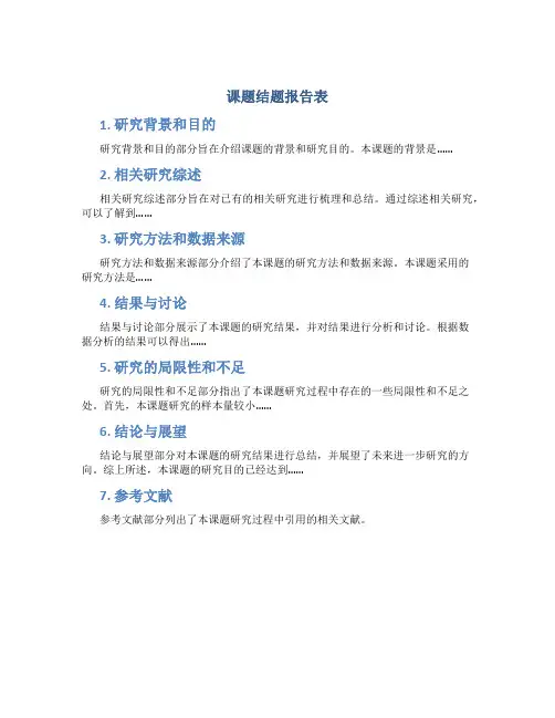 课题结题报告表