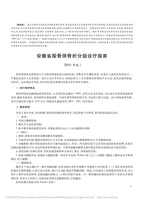 安徽省股骨颈骨折分级诊疗指南(2015年版)