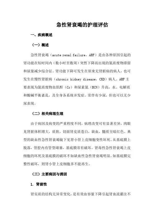 急性肾衰竭的护理评估