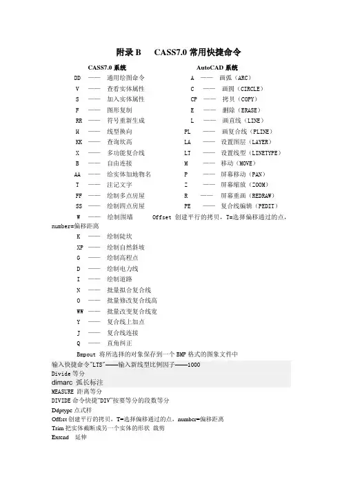 CASS7.0常用快捷命令
