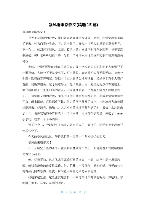 暴风雨来临作文(精选15篇)
