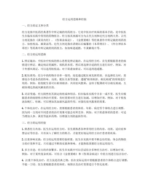 经方运用思路和经验