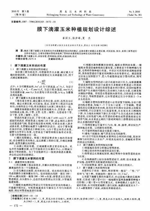 膜下滴灌玉米种植规划设计综述