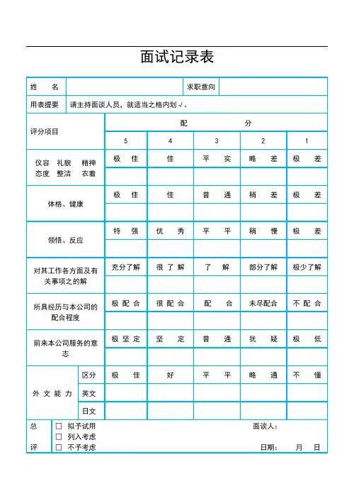 面试记录表