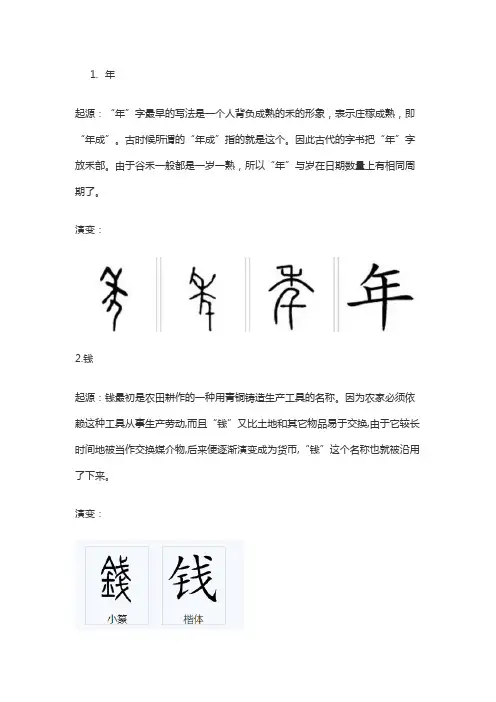 年,钱,福的起源和演变
