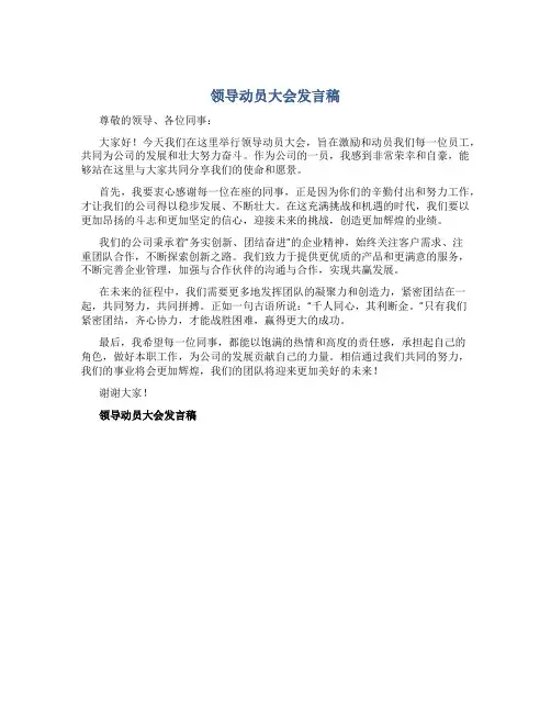 领导动员大会发言稿
