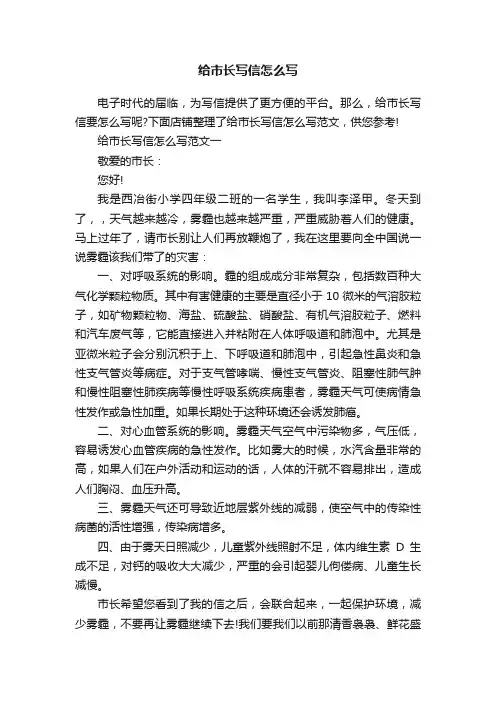 给市长写信怎么写