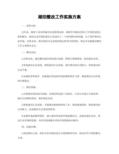 湖泊整改工作实施方案