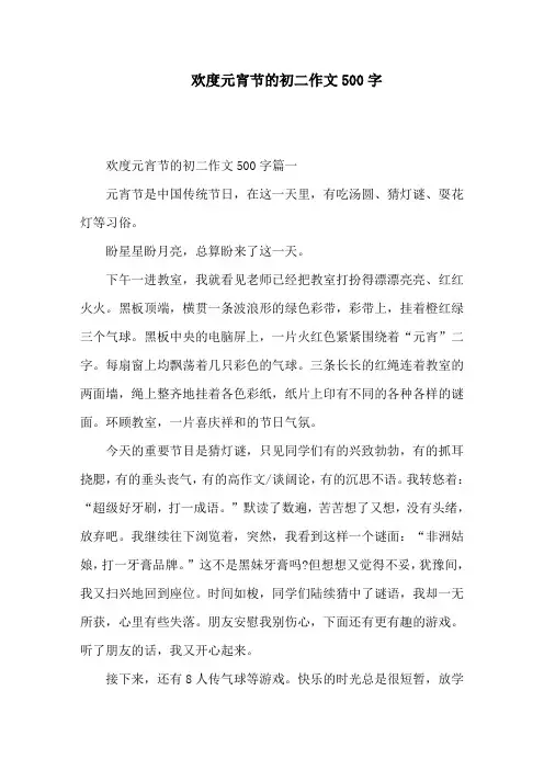 欢度元宵节的初二作文500字