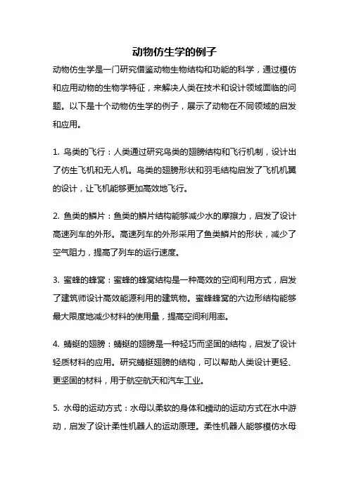 动物仿生学的例子