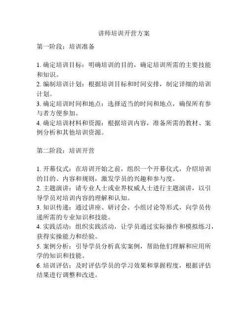 讲师培训开营方案