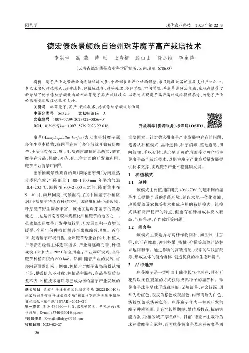 德宏傣族景颇族自治州珠芽魔芋高产栽培技术