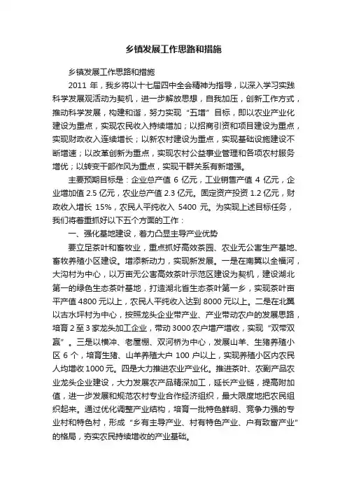 乡镇发展工作思路和措施