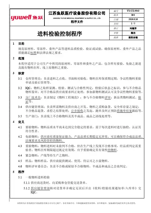 进料检验控制程序
