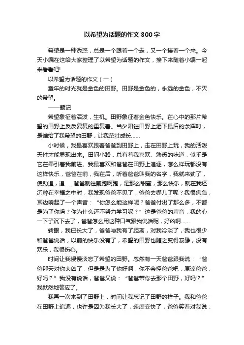 以希望为话题的作文800字