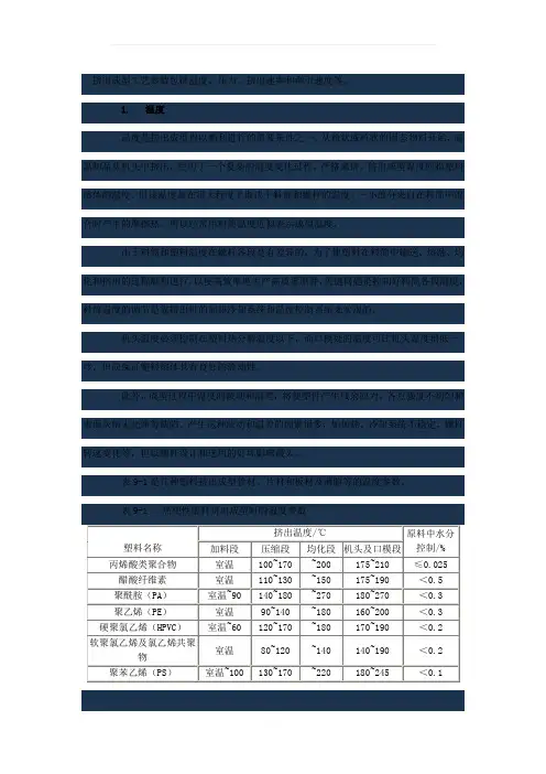 挤出成型工艺参数包括温度