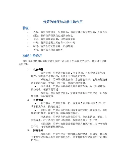 竹笋的特征与功能主治作用