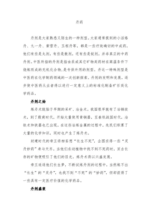 中药丹药剂型简介