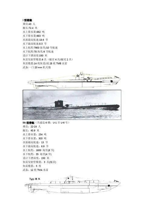 二战各级德国潜艇