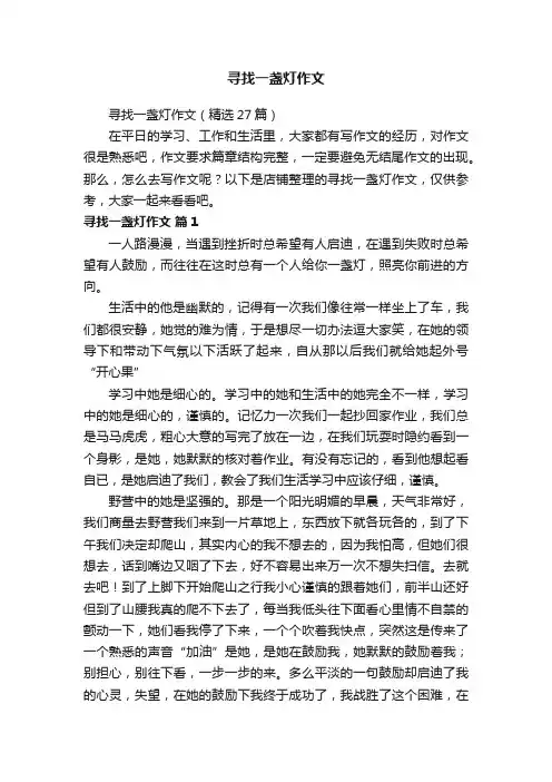 寻找一盏灯作文