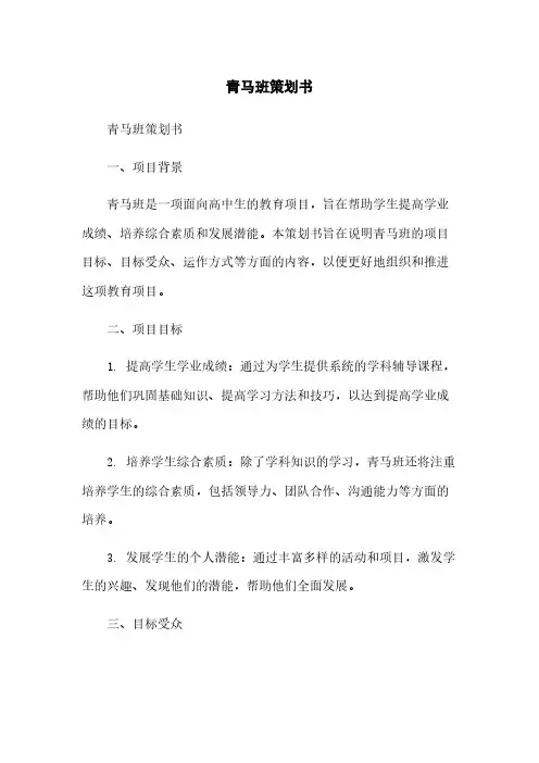 青马班策划书