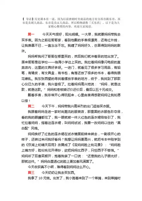 有关买东西的日记300字5篇