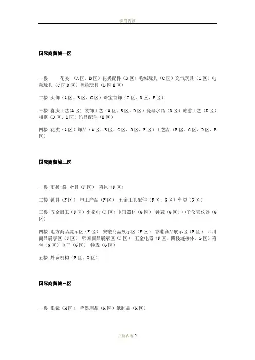 义乌国际商贸城详细分布图