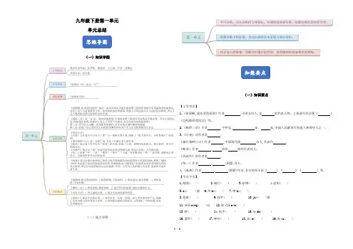 部编版九年级下册语文第一单元(单元总结)