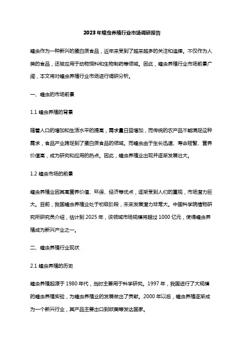 2023年蝗虫养殖行业市场调研报告