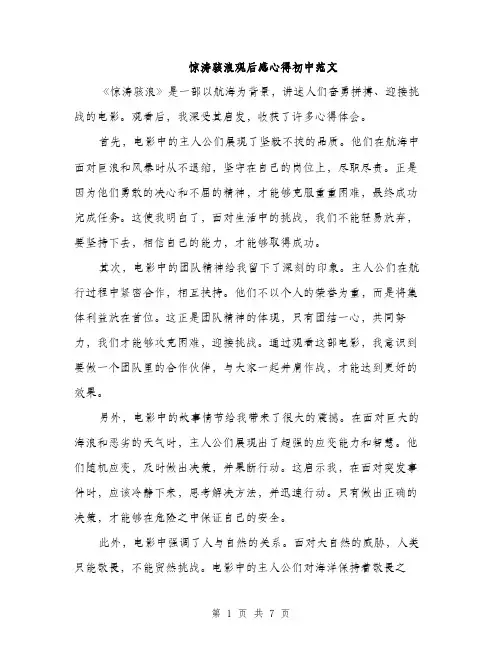 惊涛骇浪观后感心得初中范文