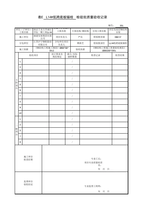 001-表E_检验批质量验收记录(江苏)
