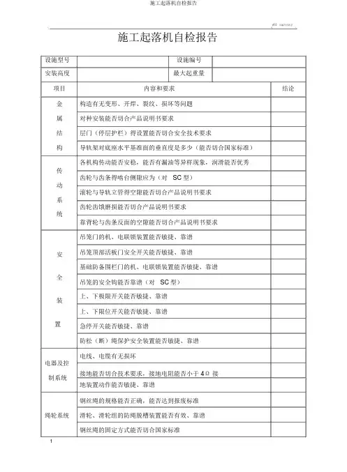 施工升降机自检报告