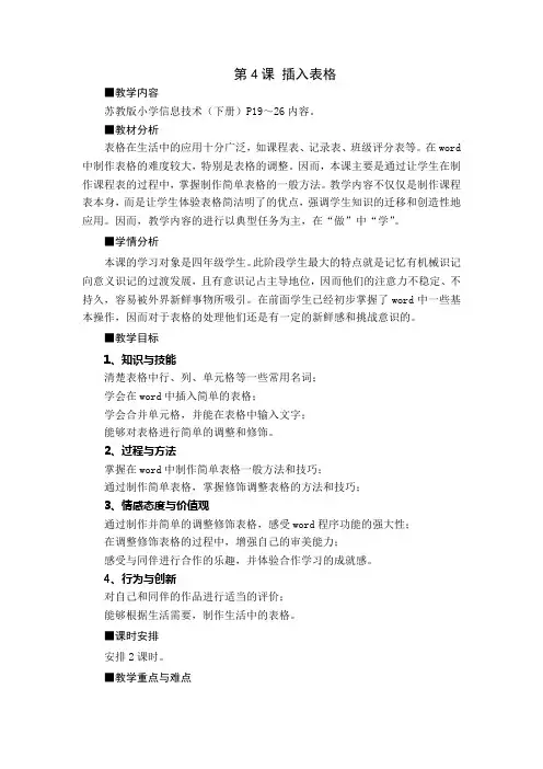 插入表格