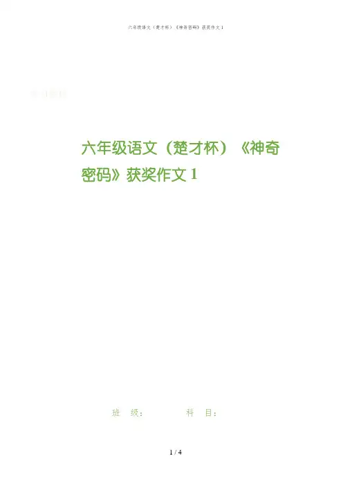 六年级语文(楚才杯)《神奇密码》获奖作文1