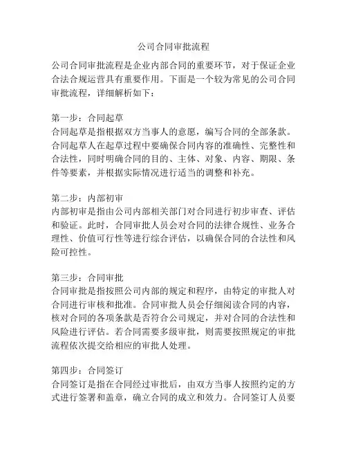 公司合同审批流程