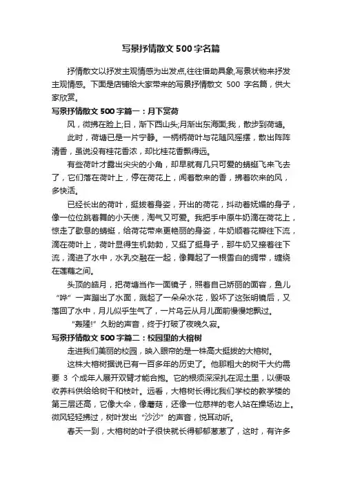 写景抒情散文500字名篇