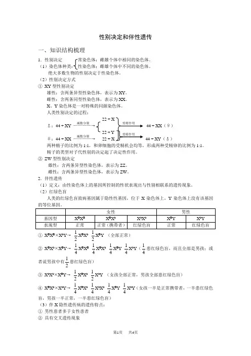 高中生物性别决定和伴性遗传