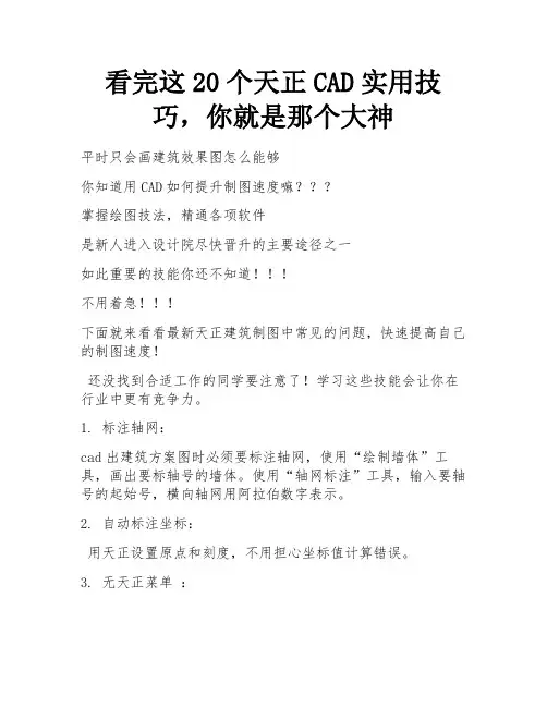 看完这20个天正CAD实用技巧,你就是那个大神 