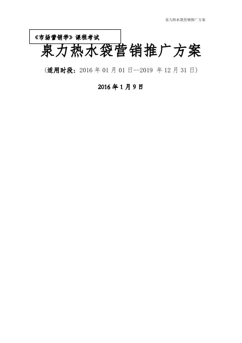 泉力热水袋市场营销推广方案