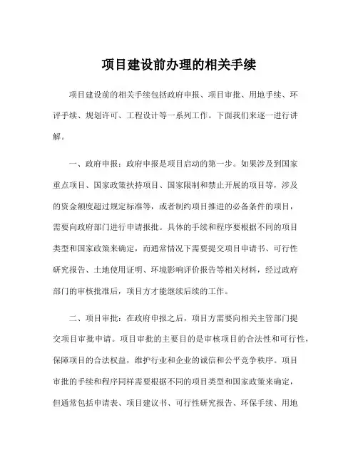项目建设前办理的相关手续