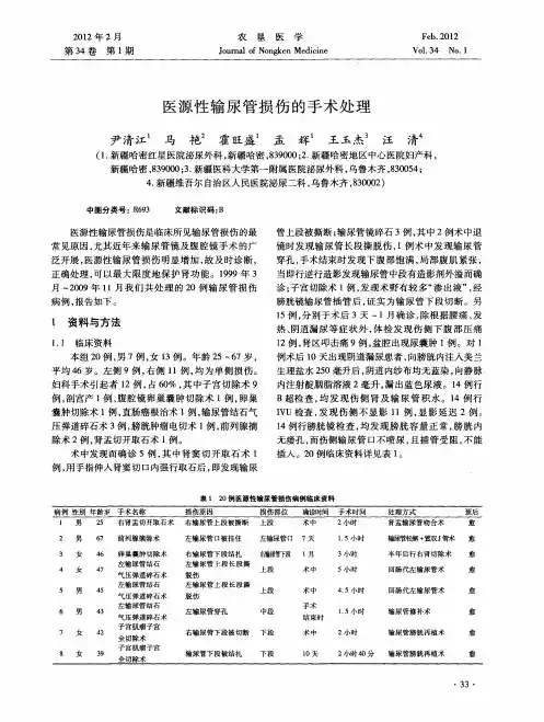 医源性输尿管损伤的手术处理