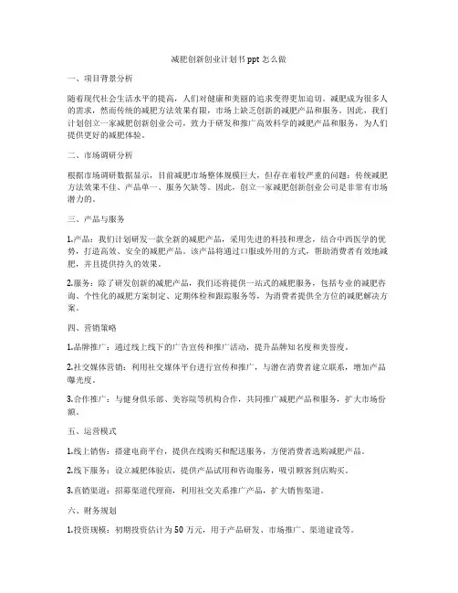 减肥创新创业计划书ppt怎么做