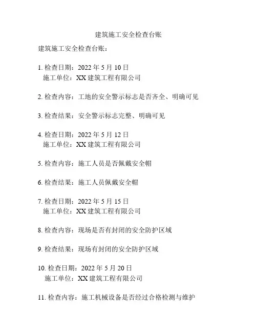 建筑施工安全检查台账