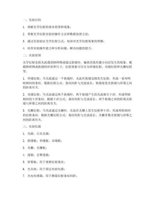 光学衍射综合实验报告