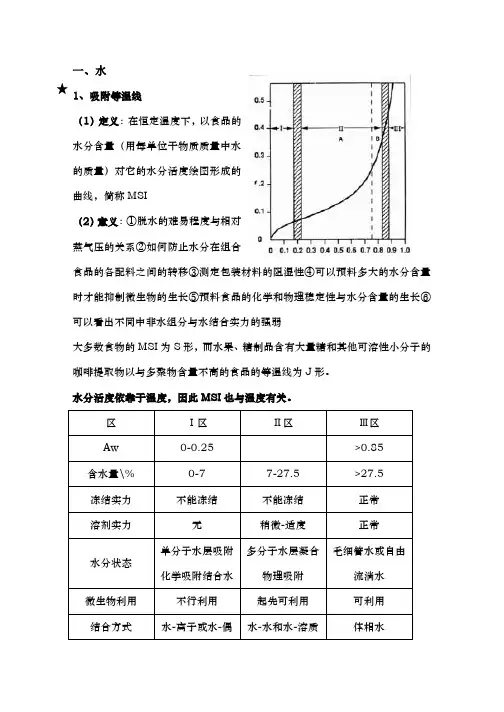 食品化学复习重点