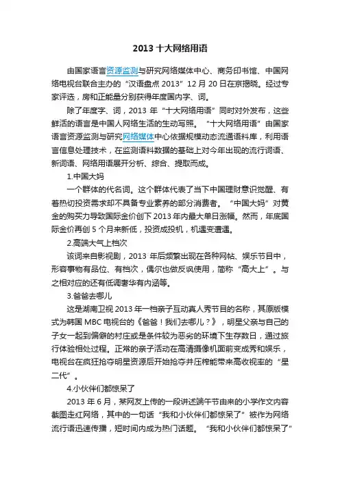 2013十大网络用语