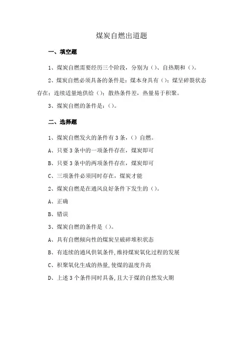 煤炭自燃出道题