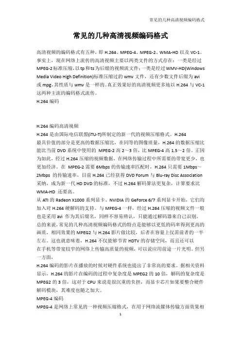 PPT制作技巧-常见的几种高清视频编码格式